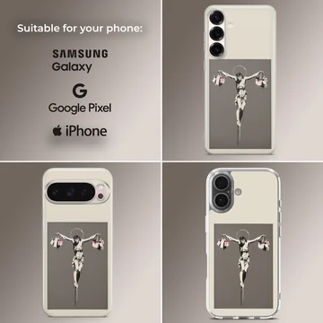Bansky style graffiti artwork on phone case — Collage