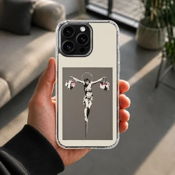 Bansky style graffiti artwork on phone case — Lifestyle