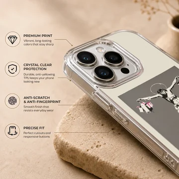 Bansky style graffiti artwork on phone case — Info