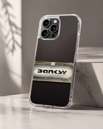 Banksy style phone case with minimal design artwork — Hero