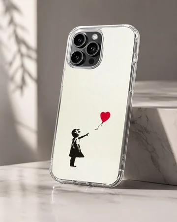 Bansky heart balloon art on phone case — Hero