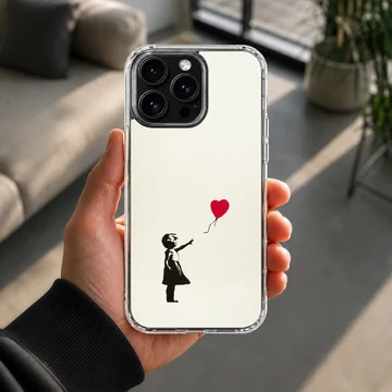 Bansky heart balloon art on phone case — Lifestyle