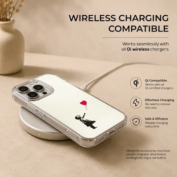 Bansky heart balloon art on phone case — Charging