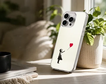 Bansky heart balloon art on phone case — Lifestyle