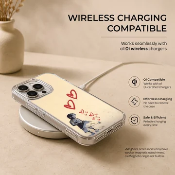 Bansky-inspired minimalist art with red hearts phone case — Charging