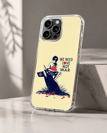 Bansky303 art with anti-war message on phone case — Hero