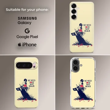 Bansky303 art with anti-war message on phone case — Collage