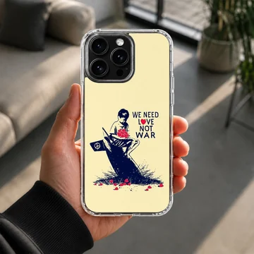 Bansky303 art with anti-war message on phone case — Lifestyle