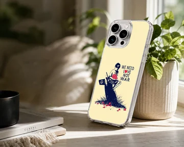 Bansky303 art with anti-war message on phone case — Lifestyle