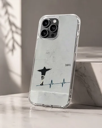 Minimalist Bansky artwork on a phone case. — Hero