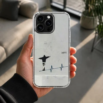 Minimalist Bansky artwork on a phone case. — Lifestyle