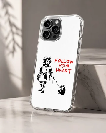 Bansky501 phone case featuring a minimalist heart-themed graffiti artwork — Hero