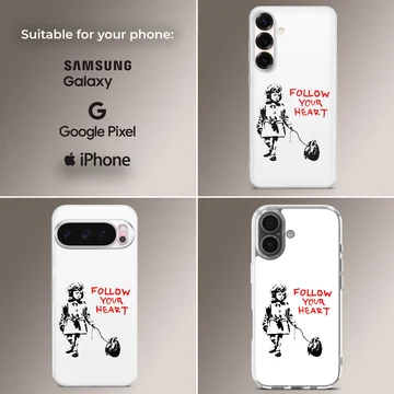 Bansky501 phone case featuring a minimalist heart-themed graffiti artwork — Collage