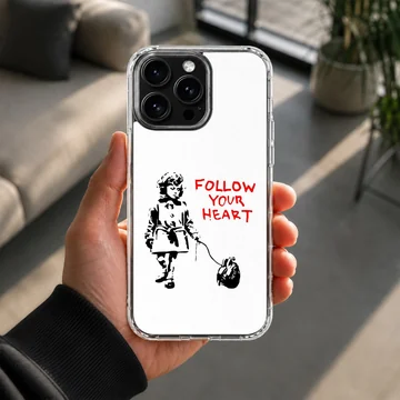 Bansky501 phone case featuring a minimalist heart-themed graffiti artwork — Lifestyle