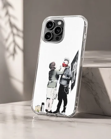 Bansky inspired street art on a phone case — Hero