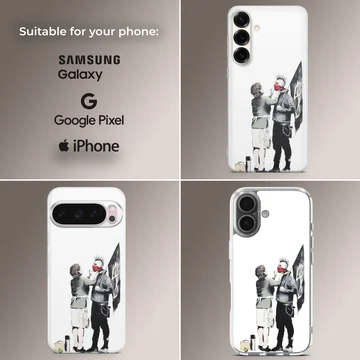 Bansky inspired street art on a phone case — Collage