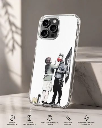Bansky inspired street art on a phone case — Specs
