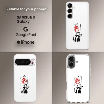 Bansky-style graffiti featuring an Anarchy Cat on a phone case — Collage