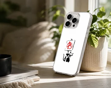 Bansky-style graffiti featuring an Anarchy Cat on a phone case — Lifestyle