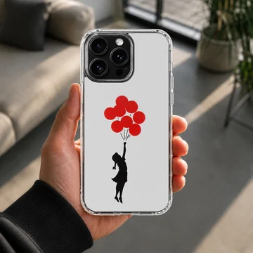 Bansky inspired artwork featuring a girl with balloons on a phone case — Lifestyle