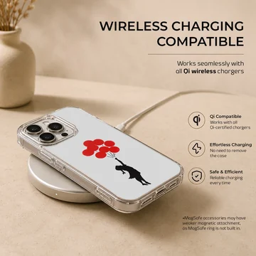 Bansky inspired artwork featuring a girl with balloons on a phone case — Charging
