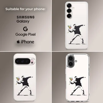 Bansky-inspired minimalist graffiti style phone case — Collage
