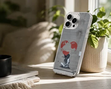 Bansky701 design featuring a heart and world illustration on phone case — Lifestyle
