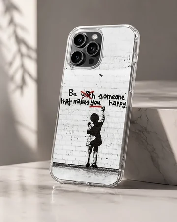 Minimalist graffiti art phone case featuring Banksy-inspired design — Hero
