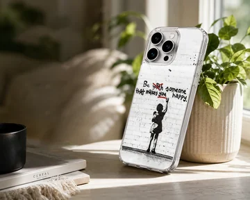 Minimalist graffiti art phone case featuring Banksy-inspired design — Lifestyle