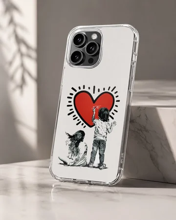 Bansky inspired artwork of children and a heart on phone case — Hero