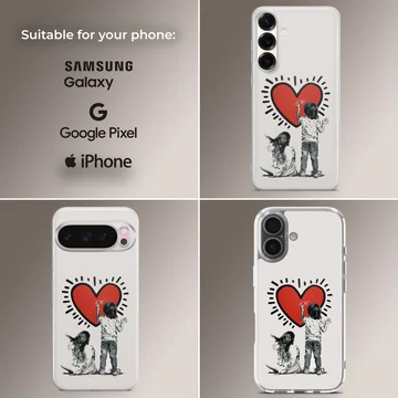 Bansky inspired artwork of children and a heart on phone case — Collage