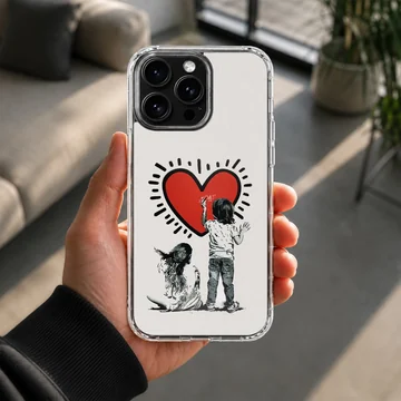 Bansky inspired artwork of children and a heart on phone case — Lifestyle