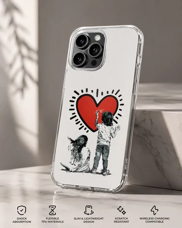 Bansky inspired artwork of children and a heart on phone case — Specs