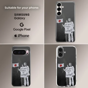 Bansky-inspired graffiti art with love message phone case — Collage