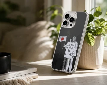 Bansky-inspired graffiti art with love message phone case — Lifestyle