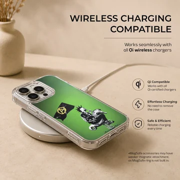 Bansky-style graffiti artwork on a green background phone case — Charging