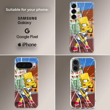 Bart Simpson in a cartoon design phone case — Collage