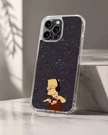Bart Simpson dancing with headphones on phone case