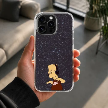 Bart Simpson dancing with headphones on phone case — Lifestyle
