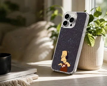 Bart Simpson dancing with headphones on phone case — Lifestyle