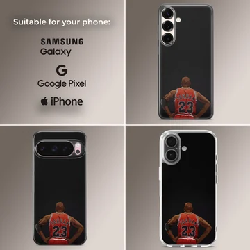 Dynamic basketball player illustration on phone case — Collage