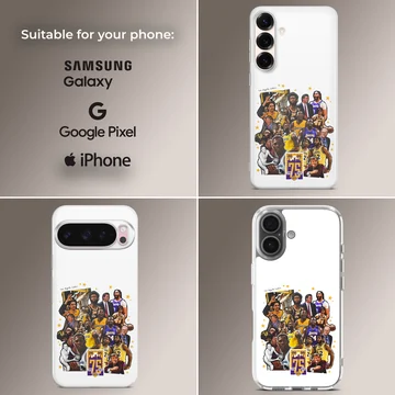 Dynamic collage of basketball legends on phone case — Collage
