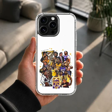 Dynamic collage of basketball legends on phone case — Lifestyle