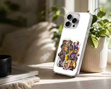 Dynamic collage of basketball legends on phone case — Lifestyle
