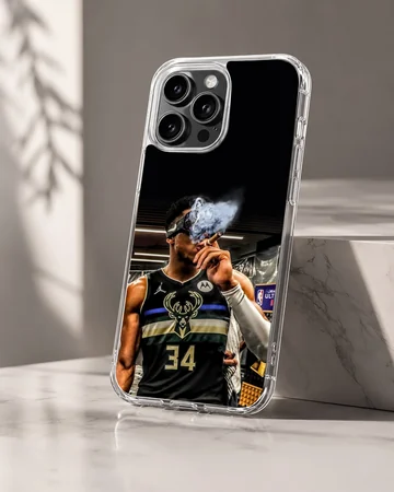 Dynamic basketball player with smoke effect, phone case — Hero