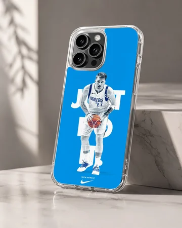 Basketball player with dynamic pose and bold typography phone case — Hero