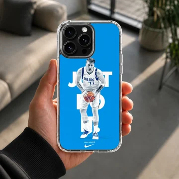 Basketball player with dynamic pose and bold typography phone case — Lifestyle