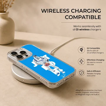 Basketball player with dynamic pose and bold typography phone case — Charging