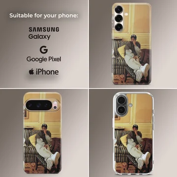 Basketball action scene depicted on phone case — Collage