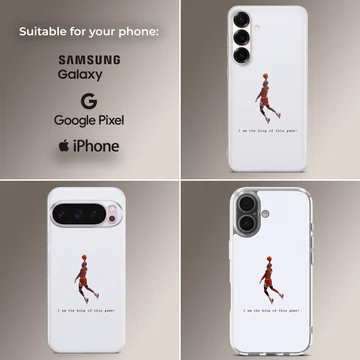 Basketball player slam dunk design on phone case — Collage